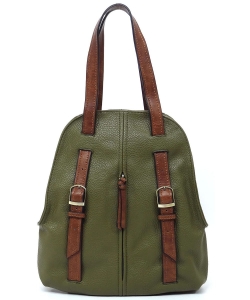 2-Tone Pebbled Convertible Backpack CMS052 OLIVE